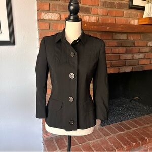 Burberry Women’s Military Slim Fit Wool Blazer in Black Sz 4